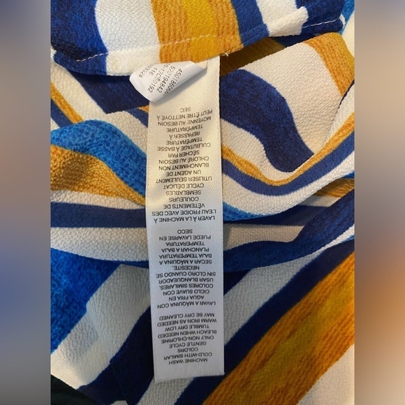 Chicos Off-The-Shoulder Top Womens Size 4 (XXL) Blue Yellow White Striped - Picture 7 of 9